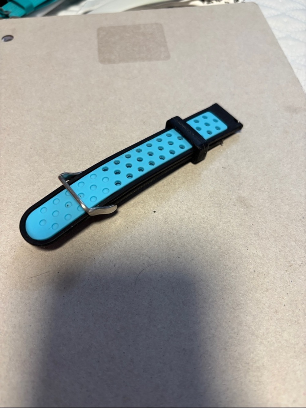 Blue and Black Perforated Silicone Apple Watch Strap